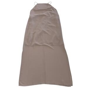 ASOS Dress Womens 0 Taupe Pink Halter Maxi V Back Slit‎ Hem